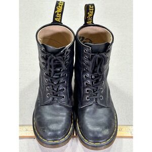 Dr. Martens Women's 7 Leather Boots 6" Lace Up Yellow Stitch